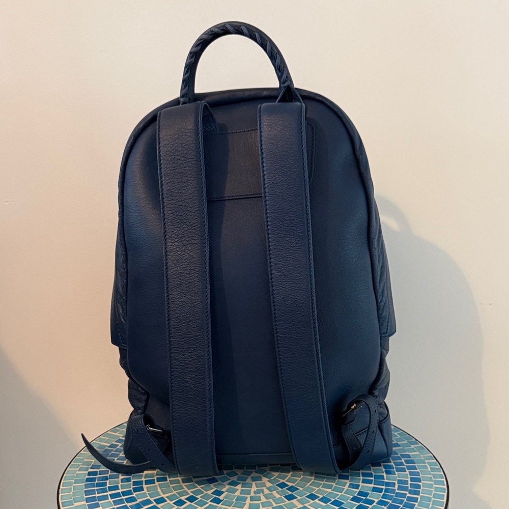 New Balenciaga Blue Lambskin Leather City Backpack - Picture 2 of 15